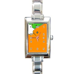 Star Line Orange Green Simple Beauty Cute Rectangle Italian Charm Watch