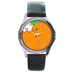 Star Line Orange Green Simple Beauty Cute Round Metal Watch