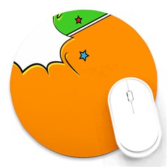 Star Line Orange Green Simple Beauty Cute Round Mousepads by Mariart