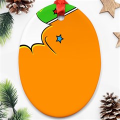 Star Line Orange Green Simple Beauty Cute Ornament (oval) by Mariart