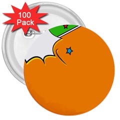 Star Line Orange Green Simple Beauty Cute 3  Buttons (100 Pack) 