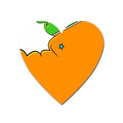 Star Line Orange Green Simple Beauty Cute Heart Magnet by Mariart