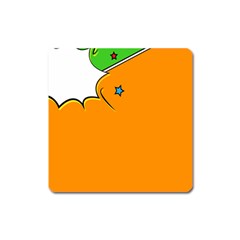 Star Line Orange Green Simple Beauty Cute Square Magnet by Mariart