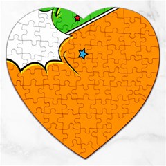 Star Line Orange Green Simple Beauty Cute Jigsaw Puzzle (heart)