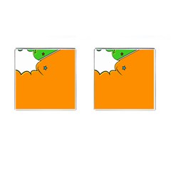 Star Line Orange Green Simple Beauty Cute Cufflinks (square)