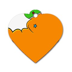 Star Line Orange Green Simple Beauty Cute Dog Tag Heart (one Side) by Mariart