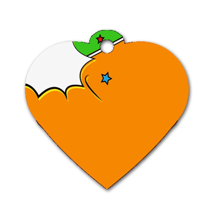 Star Line Orange Green Simple Beauty Cute Dog Tag Heart (Two Sides)