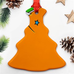 Star Line Orange Green Simple Beauty Cute Christmas Tree Ornament (two Sides) by Mariart