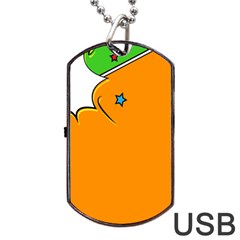 Star Line Orange Green Simple Beauty Cute Dog Tag Usb Flash (two Sides) by Mariart