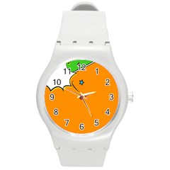 Star Line Orange Green Simple Beauty Cute Round Plastic Sport Watch (m) by Mariart