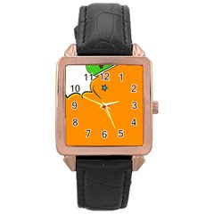 Star Line Orange Green Simple Beauty Cute Rose Gold Leather Watch  by Mariart