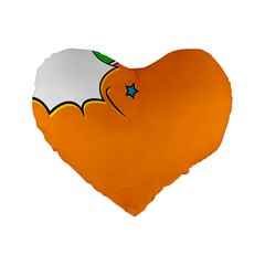 Star Line Orange Green Simple Beauty Cute Standard 16  Premium Flano Heart Shape Cushions by Mariart