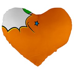 Star Line Orange Green Simple Beauty Cute Large 19  Premium Flano Heart Shape Cushions by Mariart