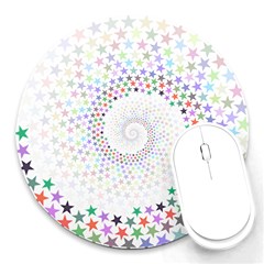 Prismatic Stars Whirlpool Circlr Rainbow Round Mousepads