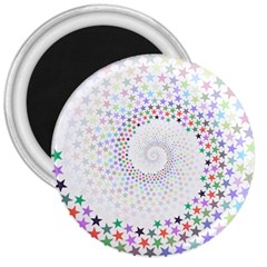 Prismatic Stars Whirlpool Circlr Rainbow 3  Magnets by Mariart