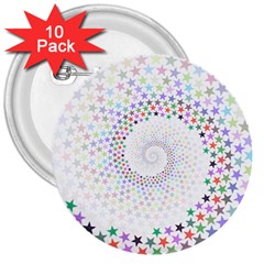 Prismatic Stars Whirlpool Circlr Rainbow 3  Buttons (10 Pack)  by Mariart