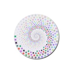 Prismatic Stars Whirlpool Circlr Rainbow Rubber Round Coaster (4 Pack) 