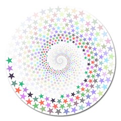 Prismatic Stars Whirlpool Circlr Rainbow Magnet 5  (round)