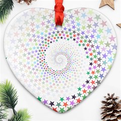 Prismatic Stars Whirlpool Circlr Rainbow Heart Ornament (two Sides) by Mariart