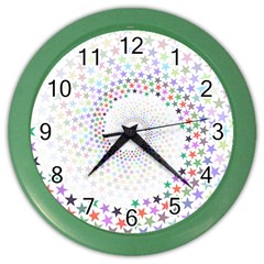 Prismatic Stars Whirlpool Circlr Rainbow Color Wall Clocks by Mariart