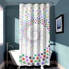 Prismatic Stars Whirlpool Circlr Rainbow Shower Curtain 36  X 72  (stall)  by Mariart