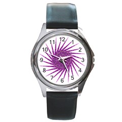 Spiral Purple Star Polka Round Metal Watch by Mariart