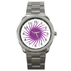 Spiral Purple Star Polka Sport Metal Watch by Mariart