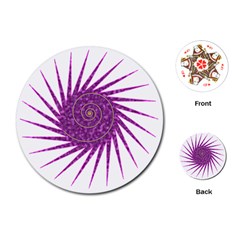 Spiral Purple Star Polka Playing Cards (round) 