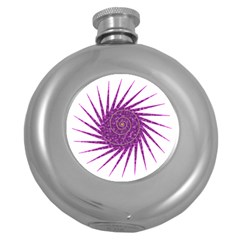 Spiral Purple Star Polka Round Hip Flask (5 Oz) by Mariart