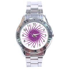 Spiral Purple Star Polka Stainless Steel Analogue Watch by Mariart