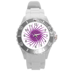 Spiral Purple Star Polka Round Plastic Sport Watch (l) by Mariart