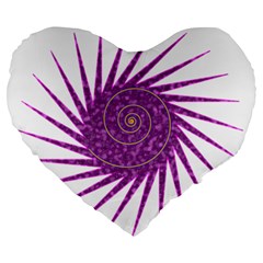 Spiral Purple Star Polka Large 19  Premium Heart Shape Cushions by Mariart