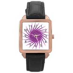 Spiral Purple Star Polka Rose Gold Leather Watch  by Mariart