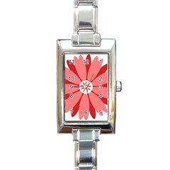 Sunflower Flower Floral Red Rectangle Italian Charm Watch