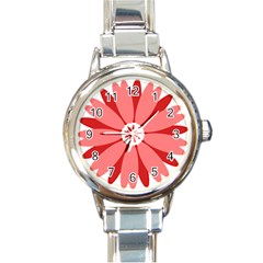 Sunflower Flower Floral Red Round Italian Charm Watch