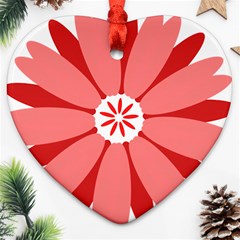 Sunflower Flower Floral Red Ornament (heart) by Mariart