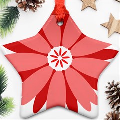 Sunflower Flower Floral Red Ornament (star) by Mariart