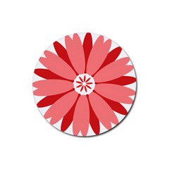 Sunflower Flower Floral Red Rubber Round Coaster (4 Pack) 