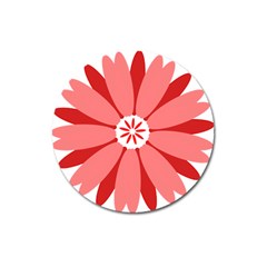 Sunflower Flower Floral Red Magnet 3  (round) by Mariart