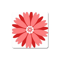 Sunflower Flower Floral Red Square Magnet by Mariart