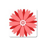 Sunflower Flower Floral Red Square Magnet Front