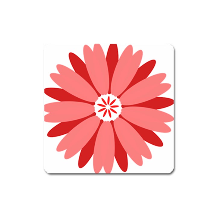 Sunflower Flower Floral Red Square Magnet