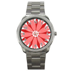 Sunflower Flower Floral Red Sport Metal Watch by Mariart