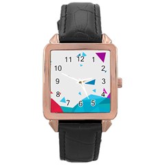 Triangle Chevron Colorfull Rose Gold Leather Watch 