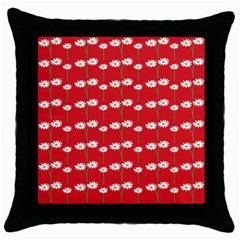 Sunflower Red Star Beauty Flower Floral Throw Pillow Case (black) by Mariart