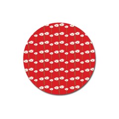 Sunflower Red Star Beauty Flower Floral Magnet 3  (round) by Mariart