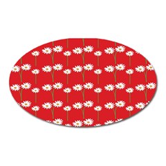 Sunflower Red Star Beauty Flower Floral Oval Magnet