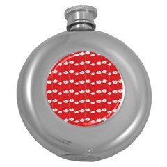 Sunflower Red Star Beauty Flower Floral Round Hip Flask (5 Oz) by Mariart