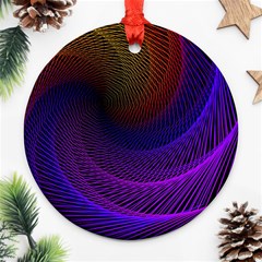 Striped Abstract Wave Background Structural Colorful Texture Line Light Wave Waves Chevron Round Ornament (two Sides) by Mariart