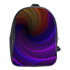 Striped Abstract Wave Background Structural Colorful Texture Line Light Wave Waves Chevron School Bag (large) by Mariart